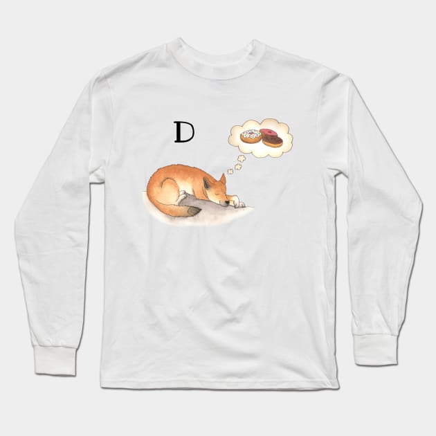 D is for Dingo Long Sleeve T-Shirt by thewatercolorwood